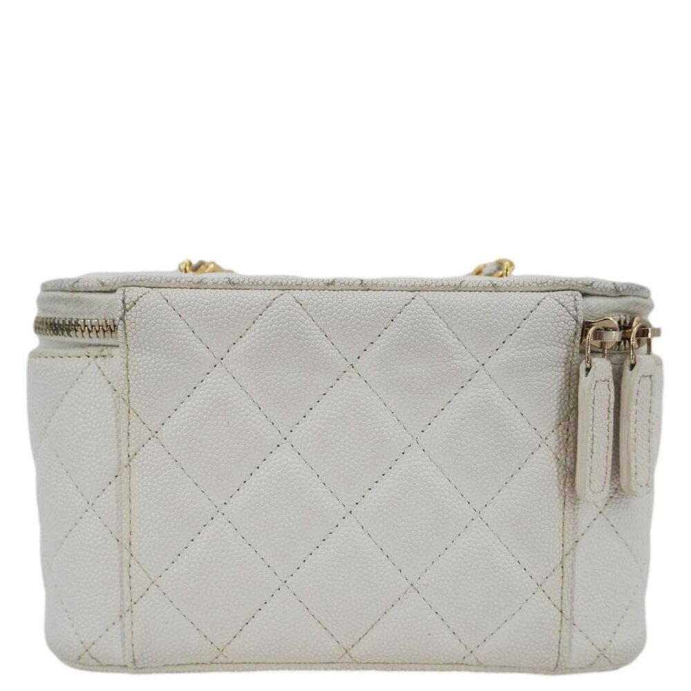 Chanel  Coco Casino Small Quilted Caviar Leather Chain Vanity Case White - Picture 4 of 16